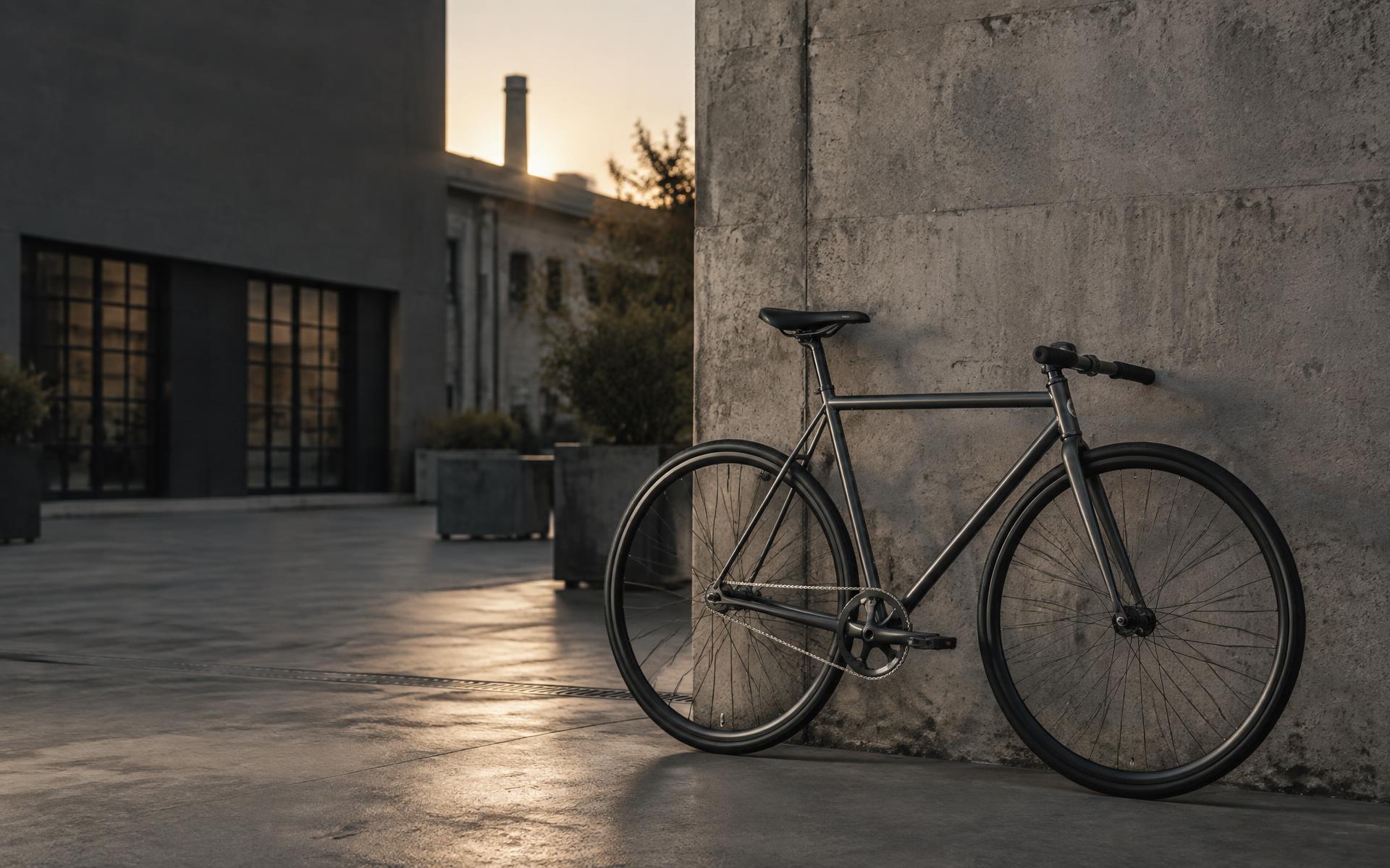 FixedStar steel bicycle in an urban courtyard